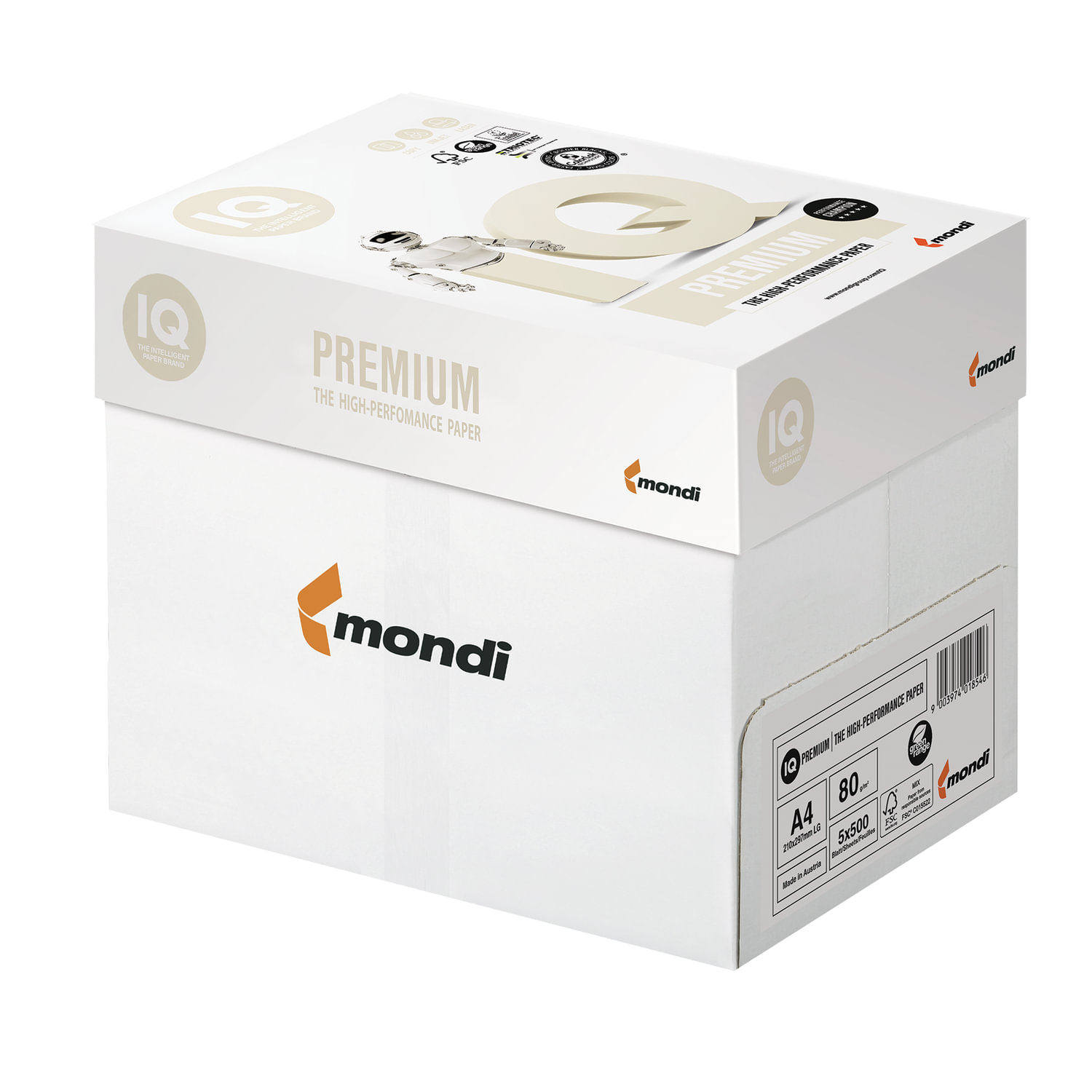 Бумага офисная IQ PREMIUM, А4, 80 г/м2, 500 л., марка А+, Mondi ...
