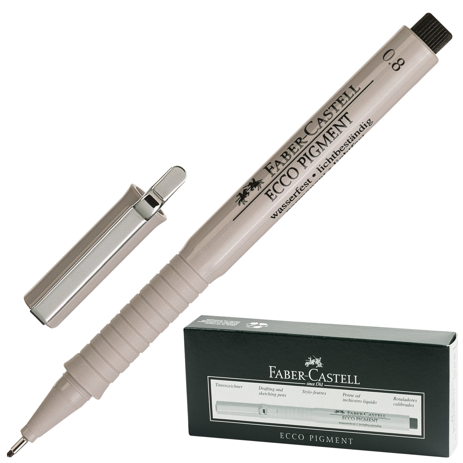 Ручка капиллярная (линер) FABER-CASTELL "Ecco Pigment", ЧЕРНАЯ, корпус ...