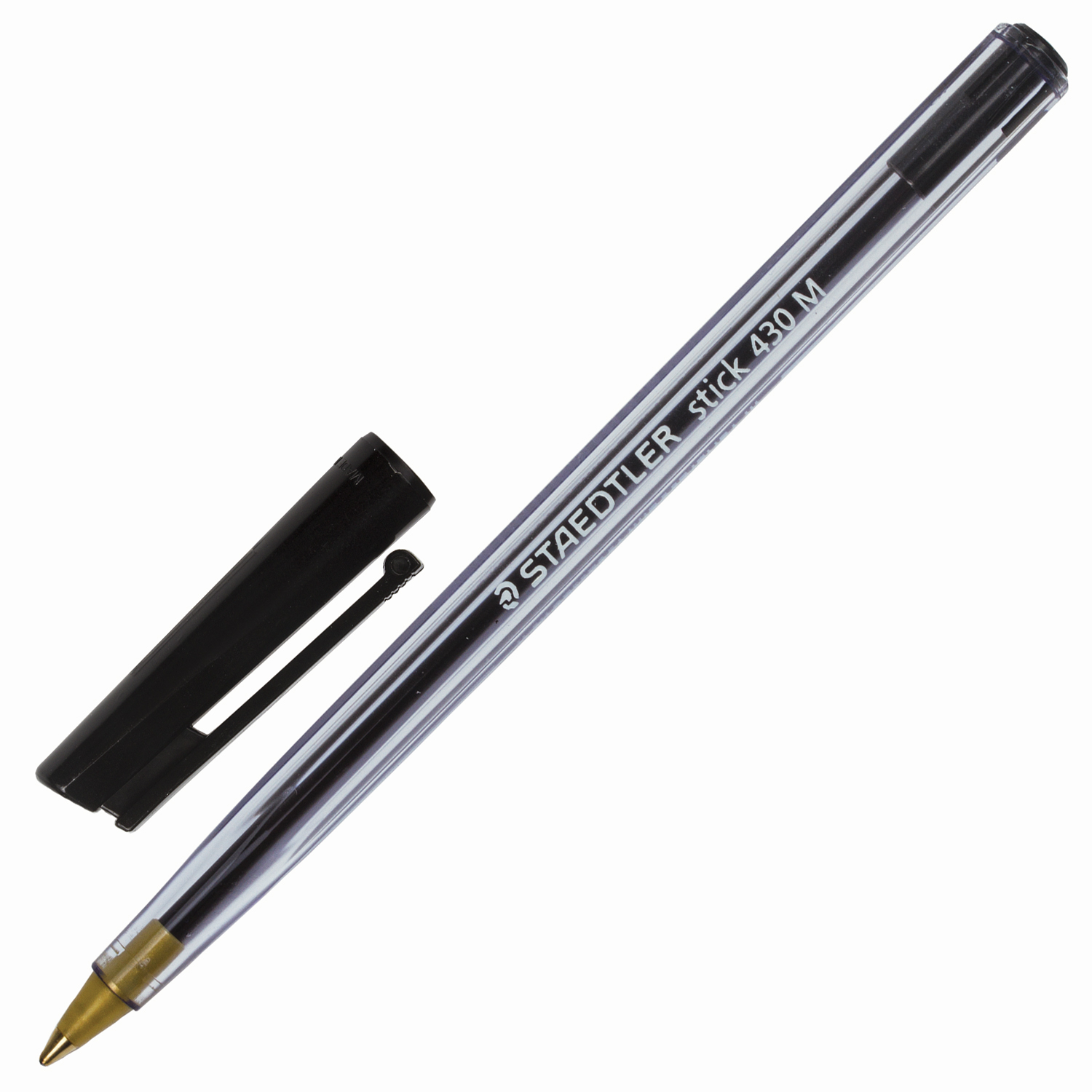 Ручка шариковая STAEDTLER (Германия) "Stick", ЧЕРНАЯ, корпус прозрачный ...