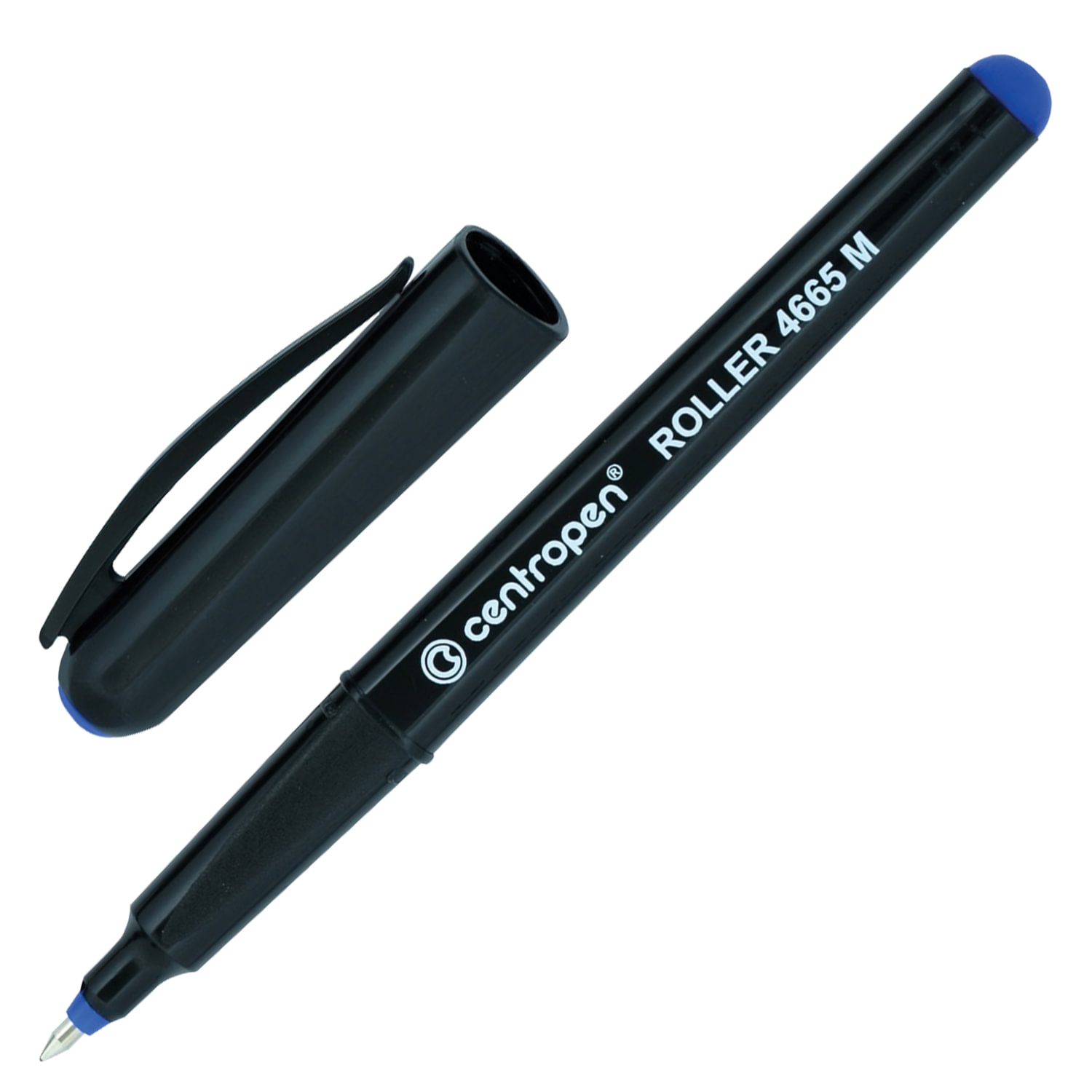 Ручка-роллер CENTROPEN, СИНЯЯ, трехгранная, корпус черный, узел 0,7 мм ...