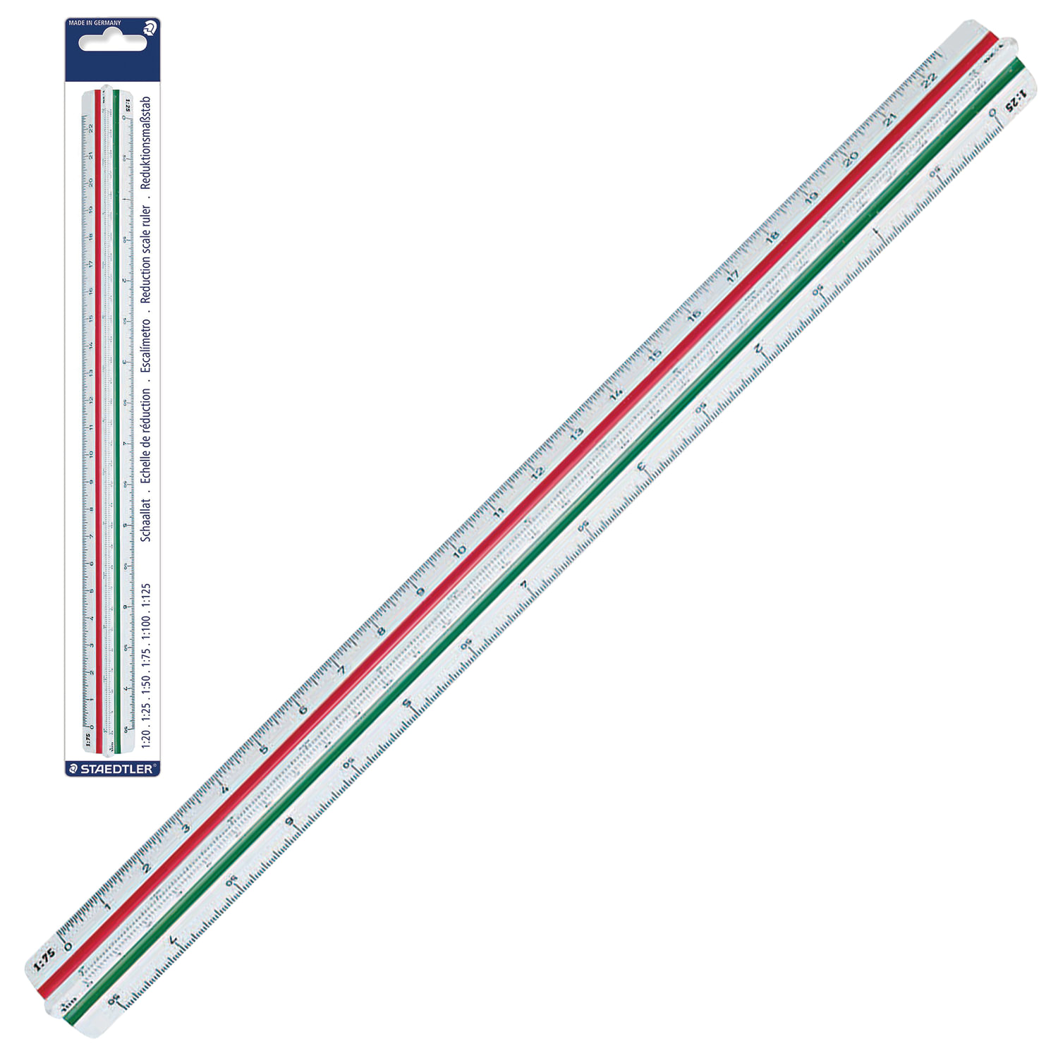 Линейка масштабная 30 см, 6 шкал, пластиковая, STAEDTLER (Германия), 1: ...