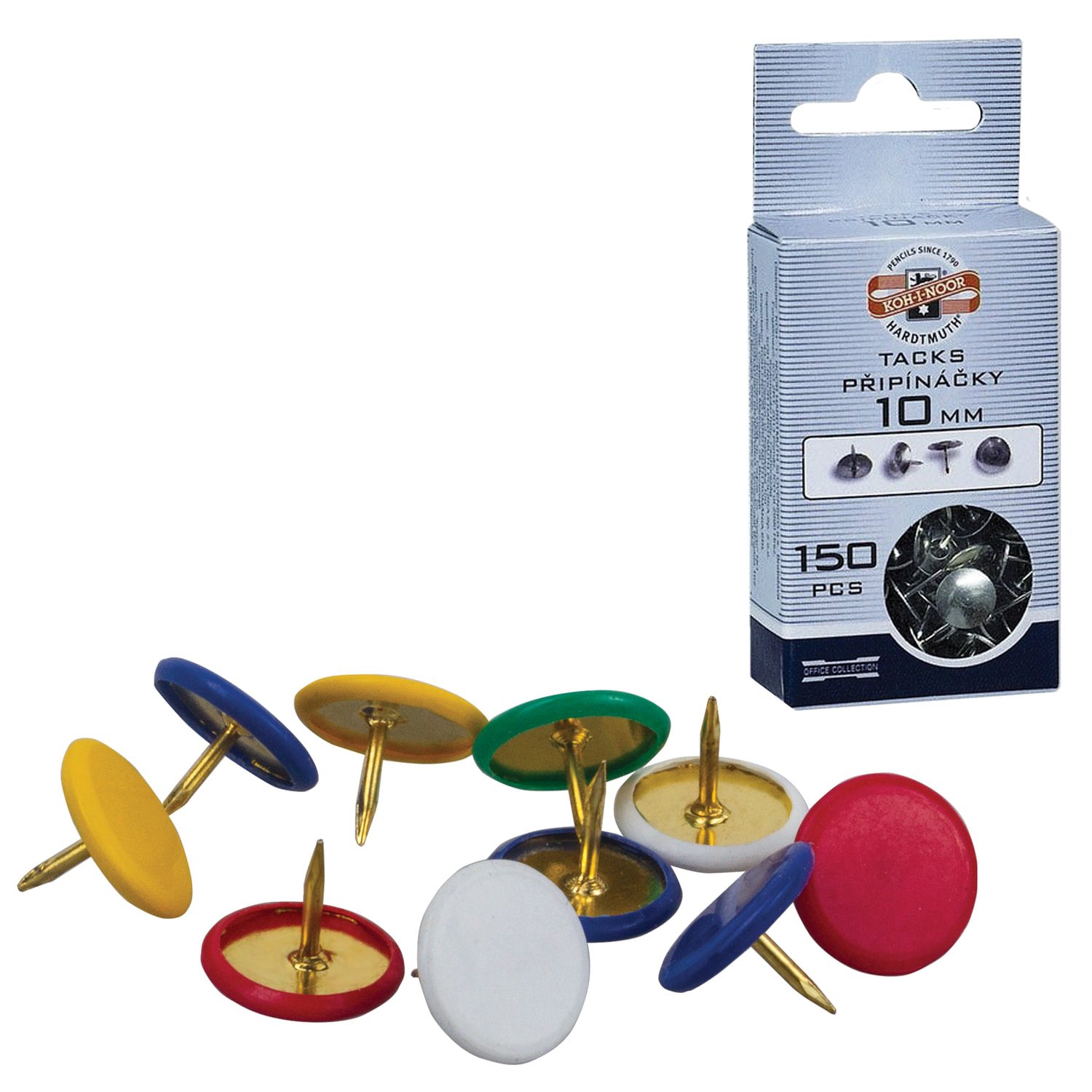 Кнопки канцелярские KOH-I-NOOR, металлические, цветные, 11 мм, 50 шт .