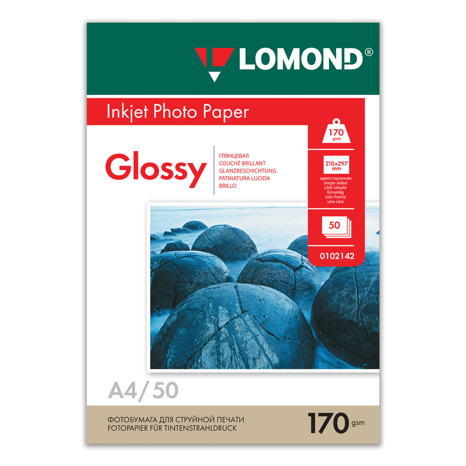Фотобумага А4, 170 г/м2, 50 листов, односторонняя, глянцевая, LOMOND ...