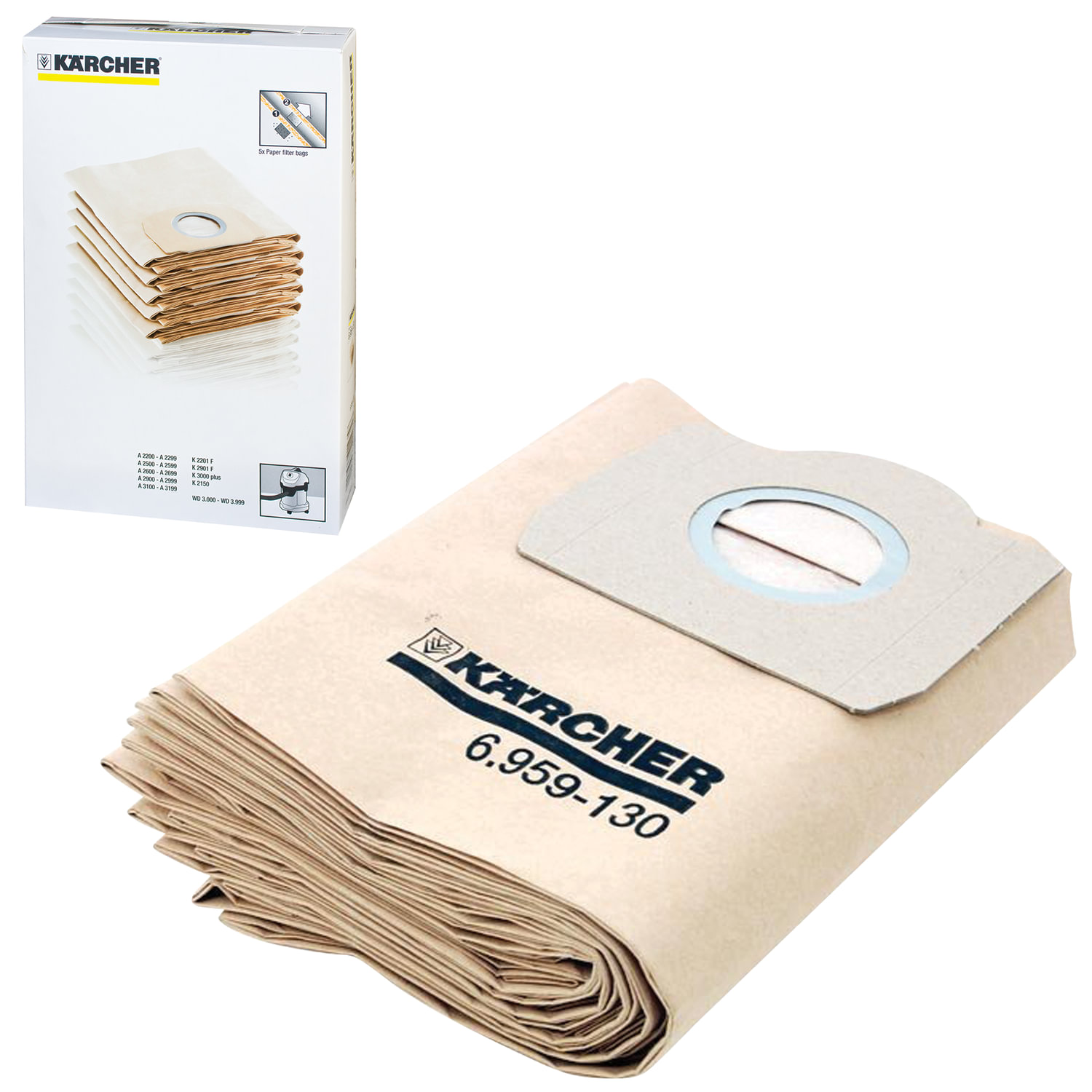 Мешки для сбора пыли KARCHER (КЕРХЕР), комплект 5 шт., бумажные, для ...