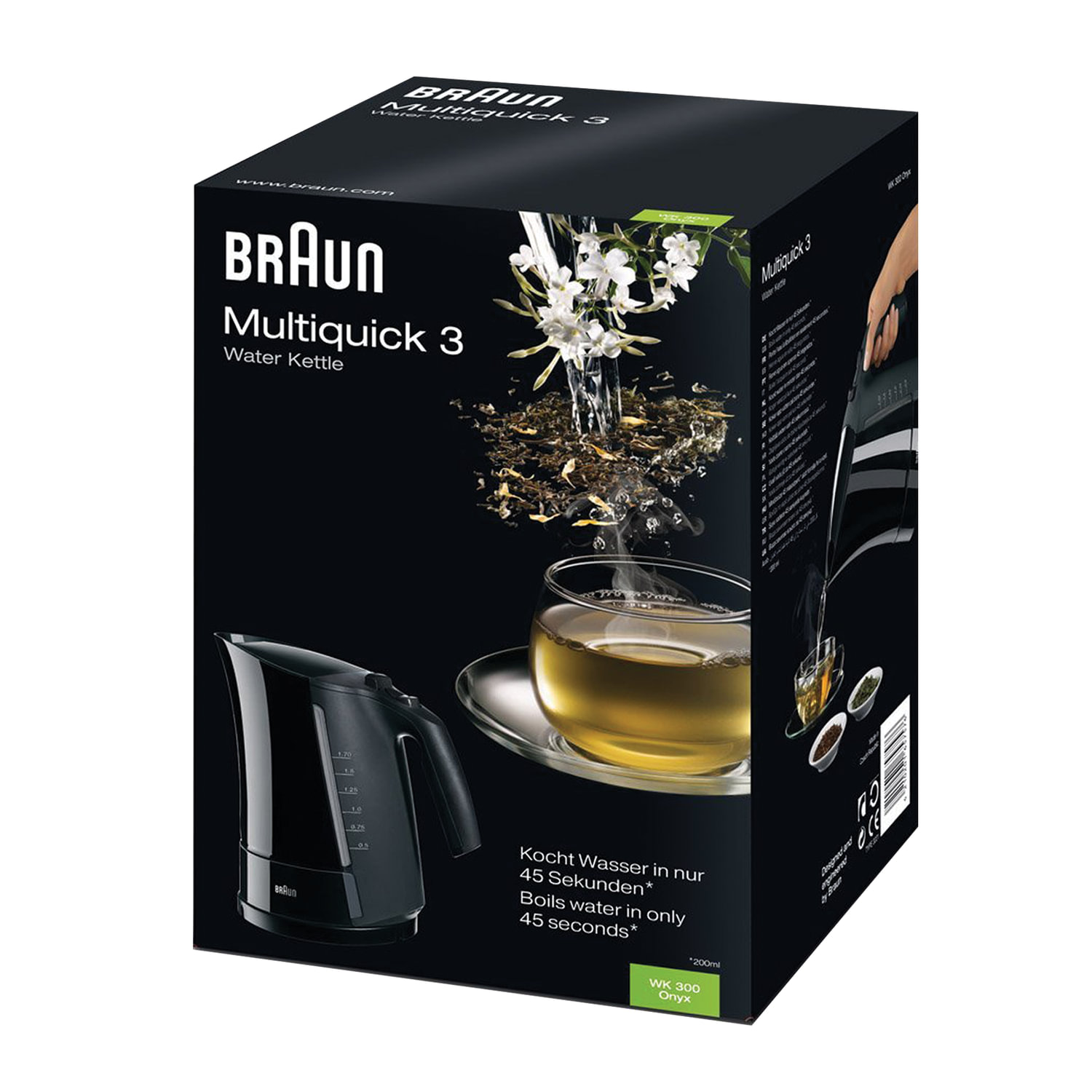 Чайник BRAUN WK-300, 1,7 л, 2200 Вт, закрытый нагревательный элемент ...