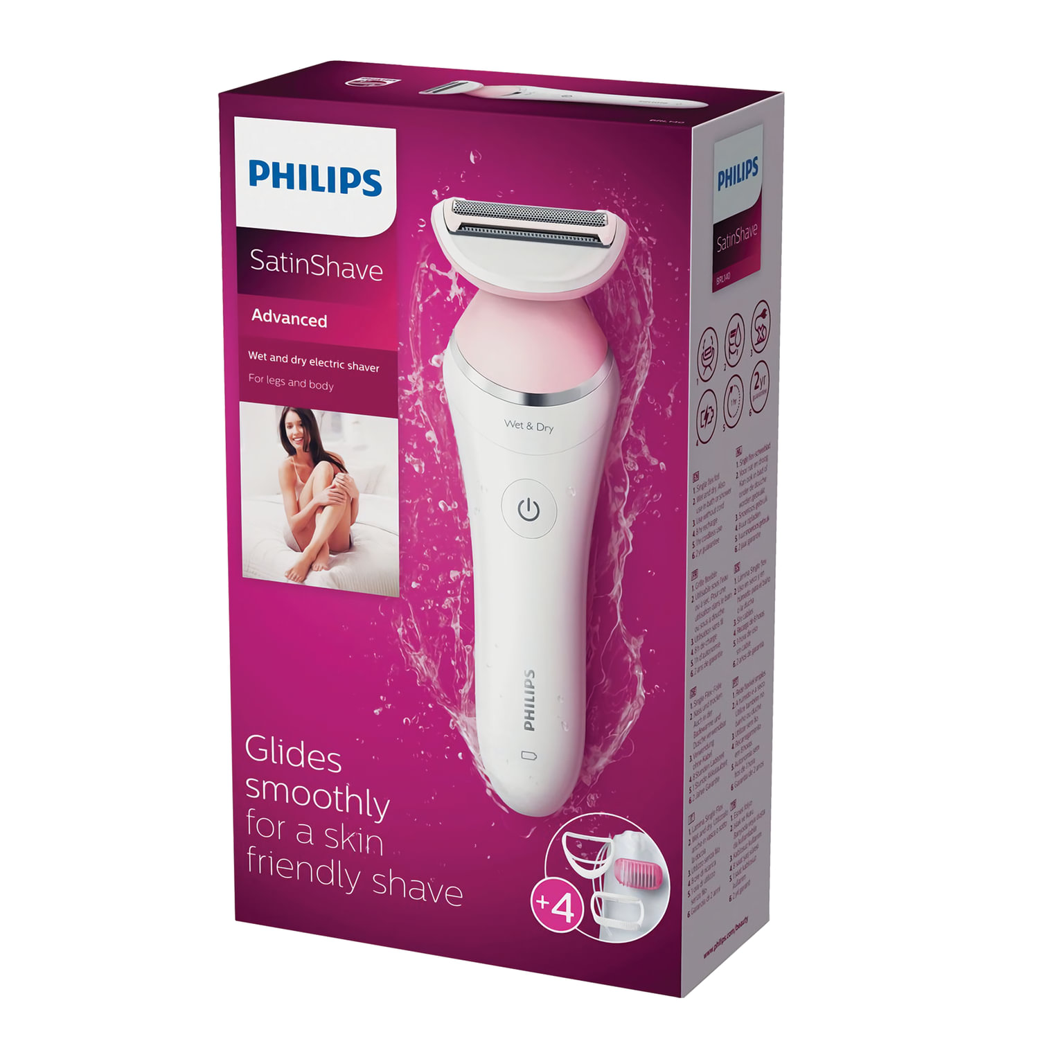Электробритва для женщин PHILIPS BRL140/00, 3 насадки, влажное/сухое ...