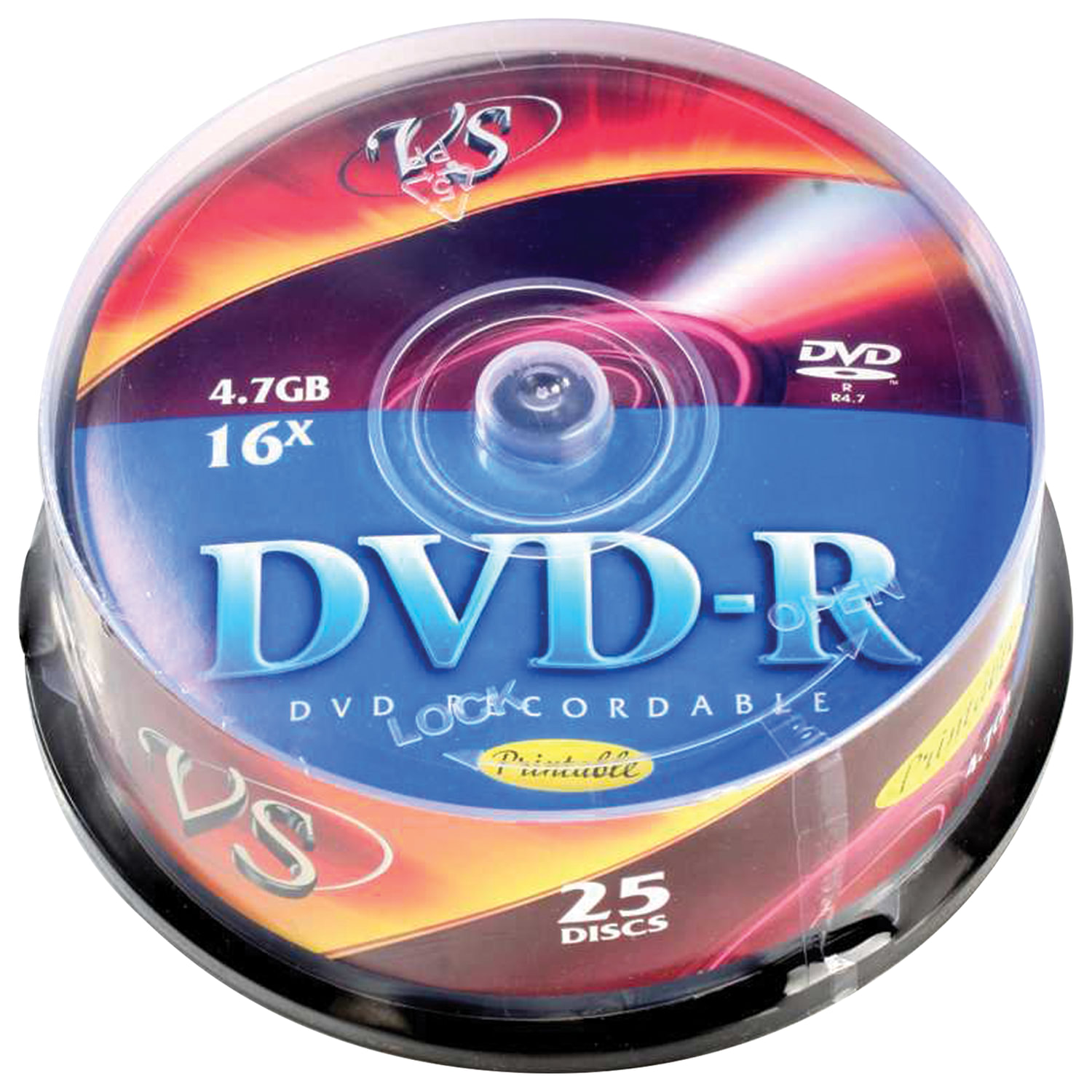 Диски DVD-R VS 4,7 Gb 16x, КОМПЛЕКТ 25 шт., Cake Box, с поверхностью ...