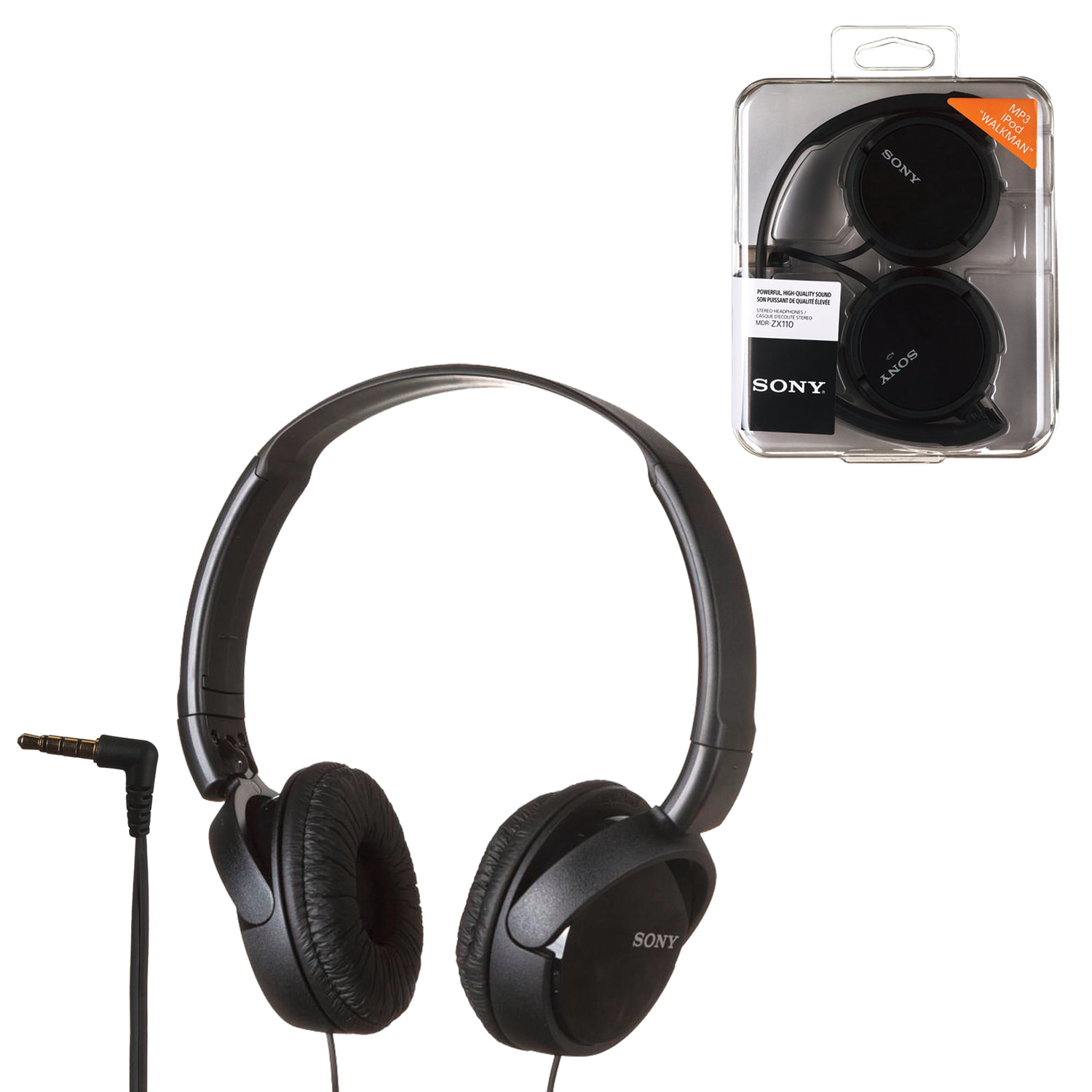 Наушники SONY MDR-ZX110, проводные, 1,2 м, стерео, полноразмерные с ...