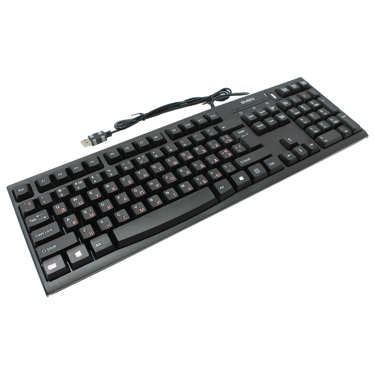 Клавиатура проводная с хабом USB, SVEN Standard 304, USB, 104 клавиши ...