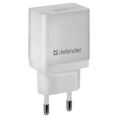 Зарядное устройство сетевое (220 В) DEFENDER EPA-10, 1 порт USB, выходной ток 2,1 А, белое, 83549