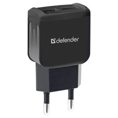 Зарядное устройство сетевое (220 В) DEFENDER UPC-23, кабель Type-C 1 м, выходной ток 2,1 А, черное, 83583