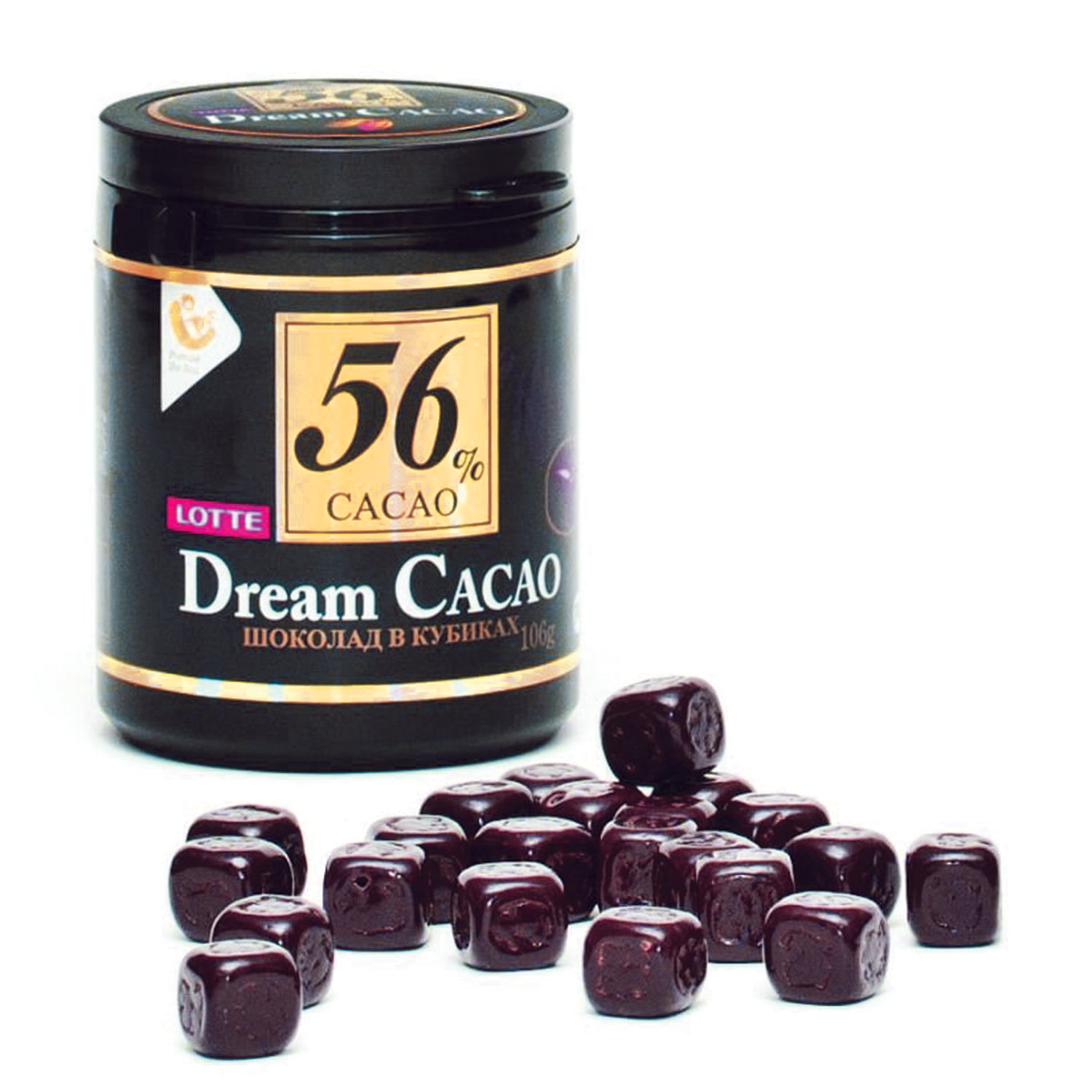 Шоколад LOTTE "Dream Cacao", горький (какао 56%), в кубиках, в ...