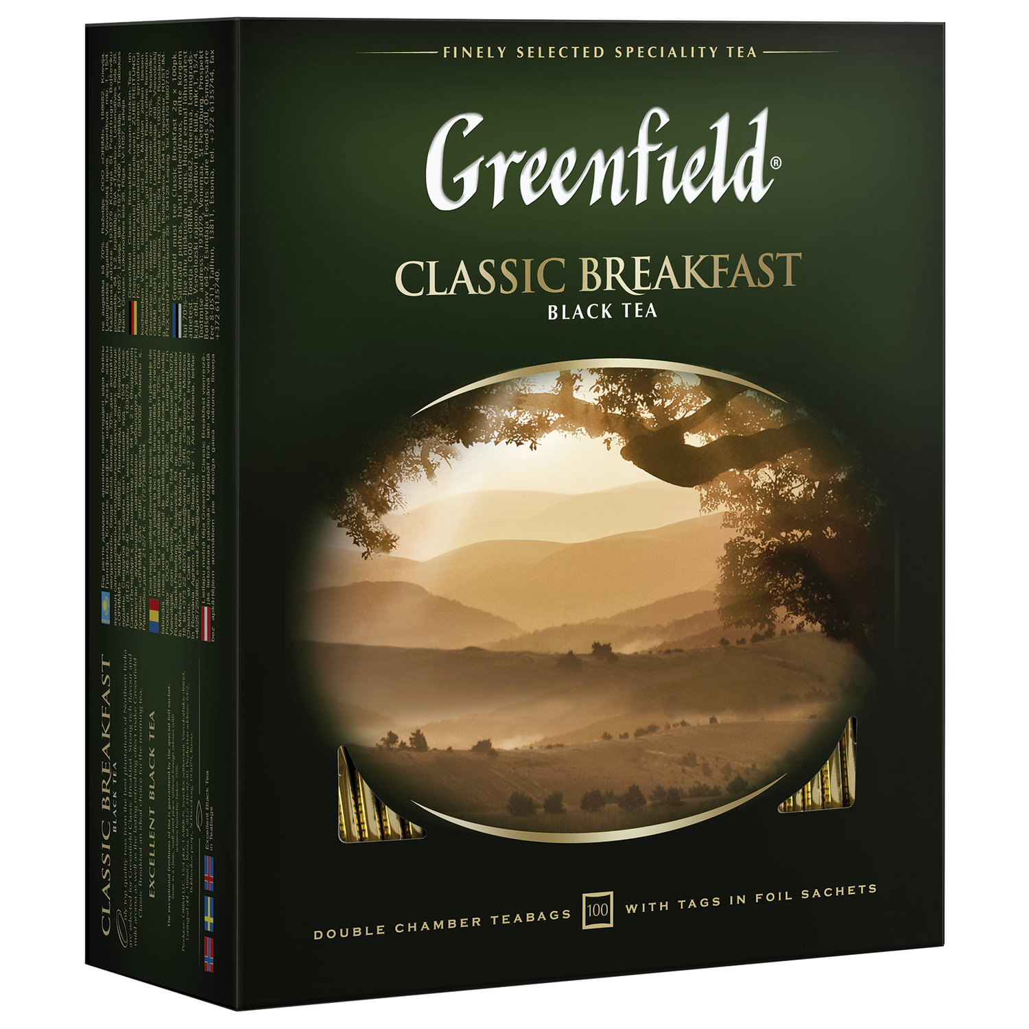 Чай GREENFIELD (Гринфилд) "Classic Breakfast", черный, 100 пакетиков в ...