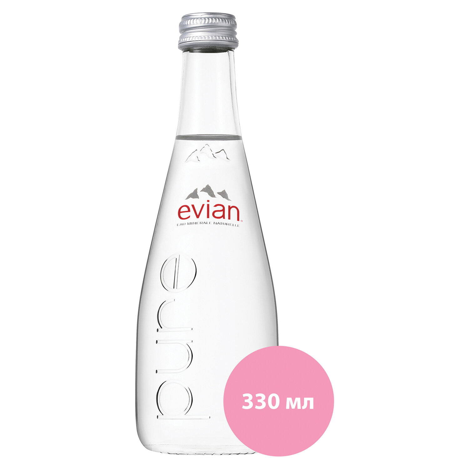 Вода негазированная минеральная EVIAN (Эвиан), 0,33 л, стеклянная .