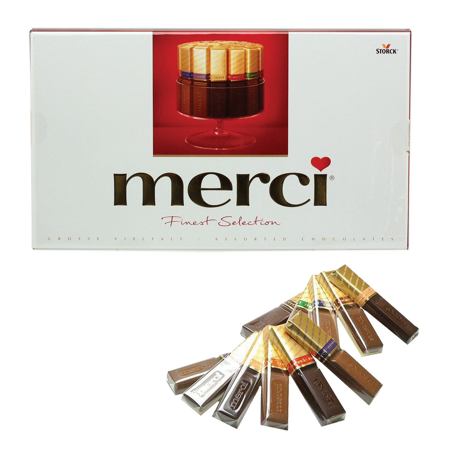 Конфеты шоколадные MERCI (Мерси), ассорти, 400 г, картонная коробка ...