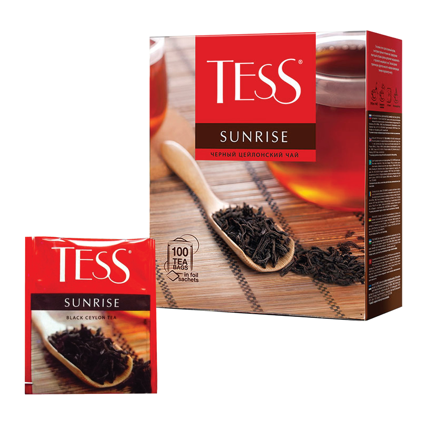 Чай TESS (Тесс) "Sunrise", черный цейлонский, 100 пакетиков по 1,8 г ...