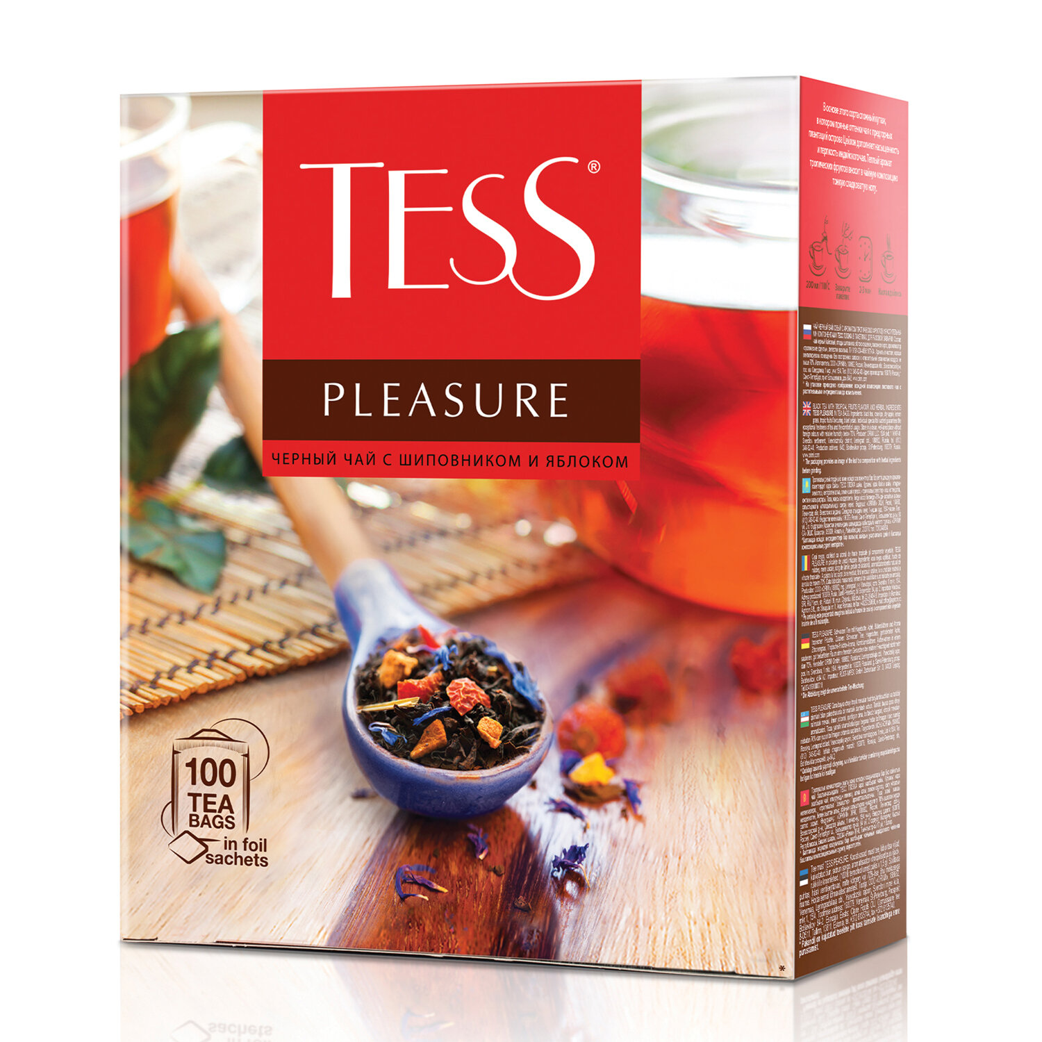 Чай TESS (Тесс) "Pleasure", черный с шиповником и яблоком, 100 ...