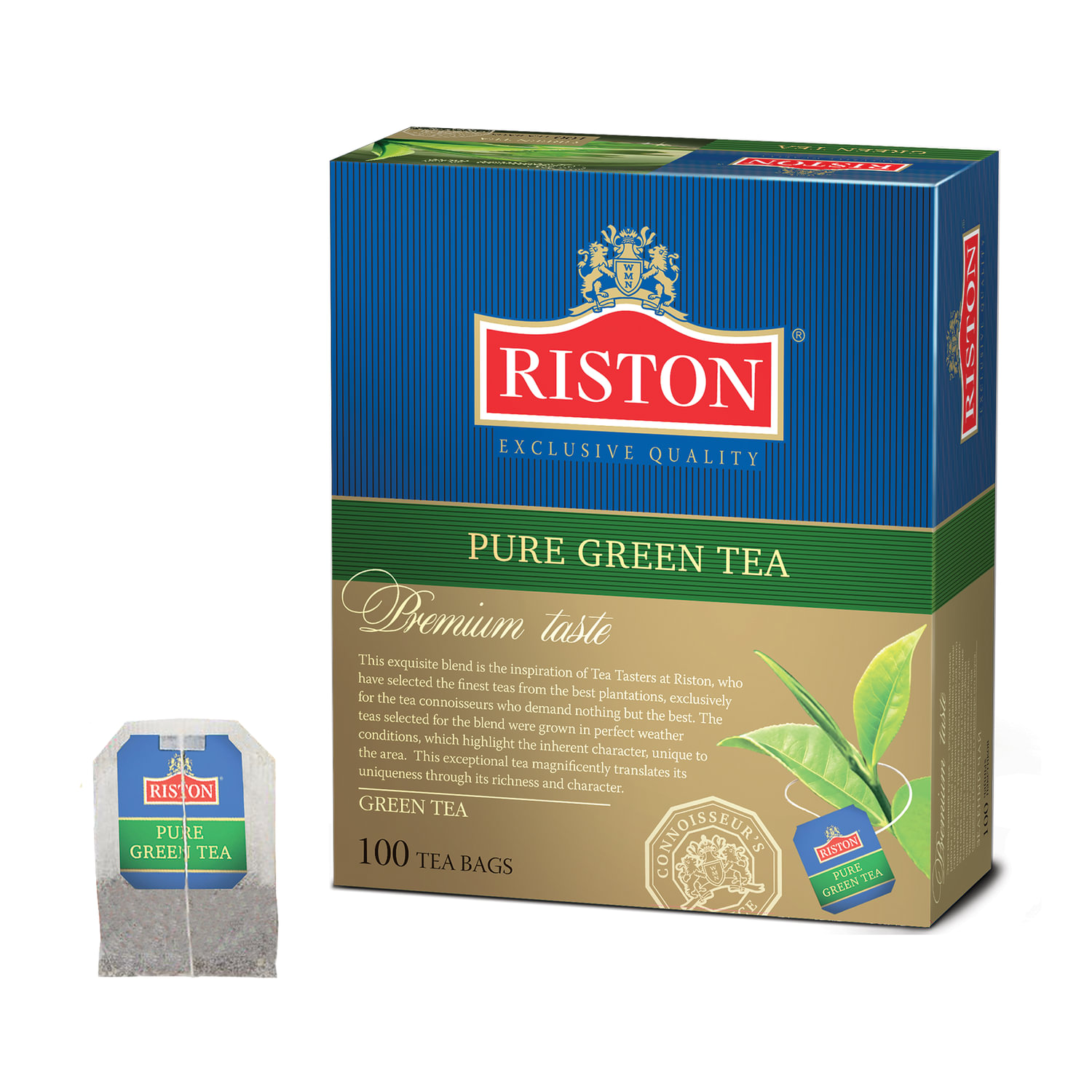 Чай RISTON (Ристон) "Pure Green Tea", зеленый, 100 пакетиков по 2 г ...