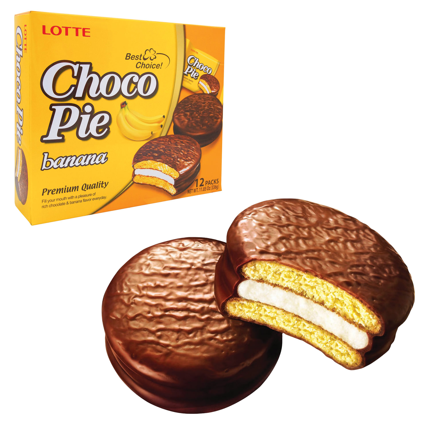 Печенье LOTTE "Choco Pie Banana" (Чоко Пай Банан), глазированное, 336 г ...
