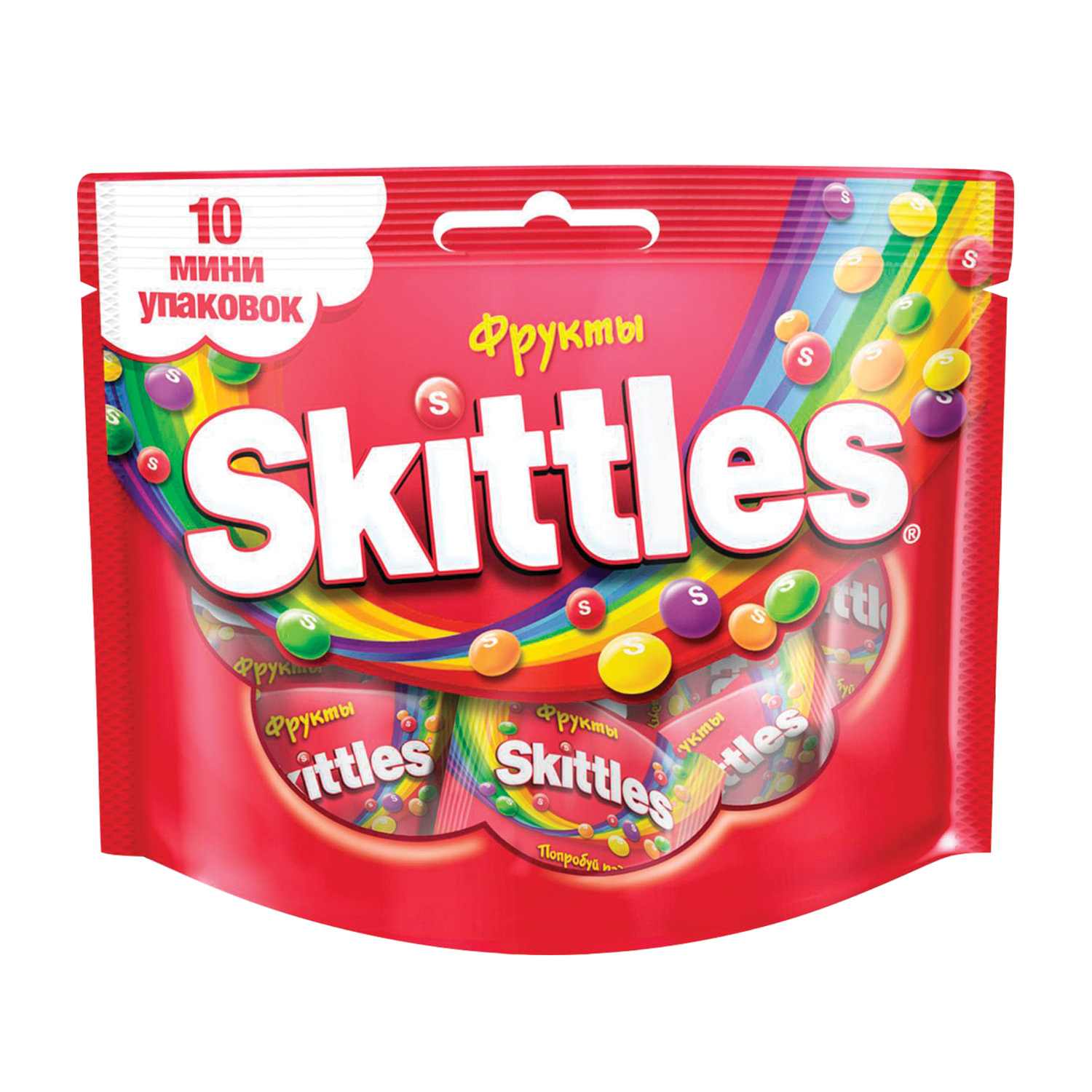 Жевательная конфета SKITTLES (Скитлс) "Фрукты", 10 мини-упаковок, 120 г ...