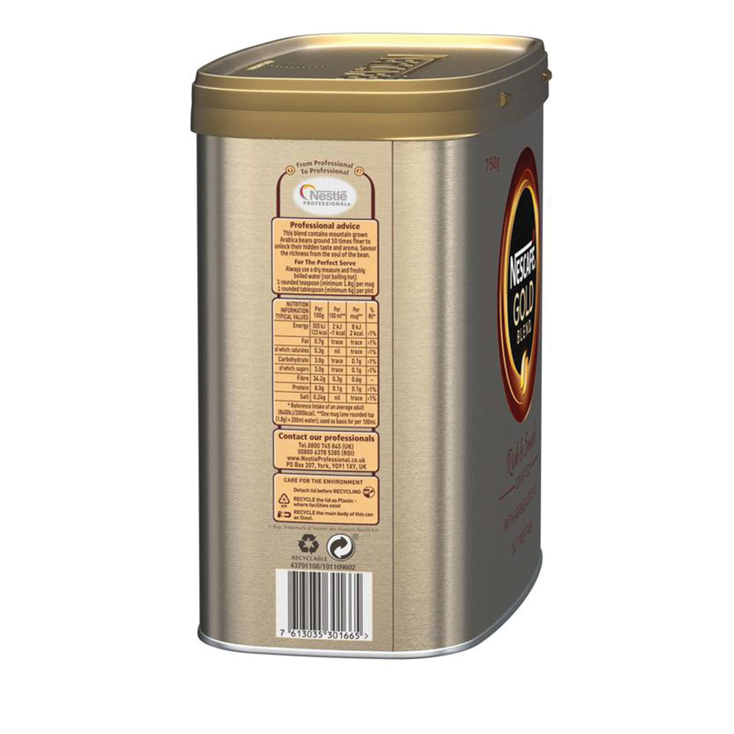 Кофе молотый в растворимом NESCAFE (Нескафе) "Gold", сублимированный ...