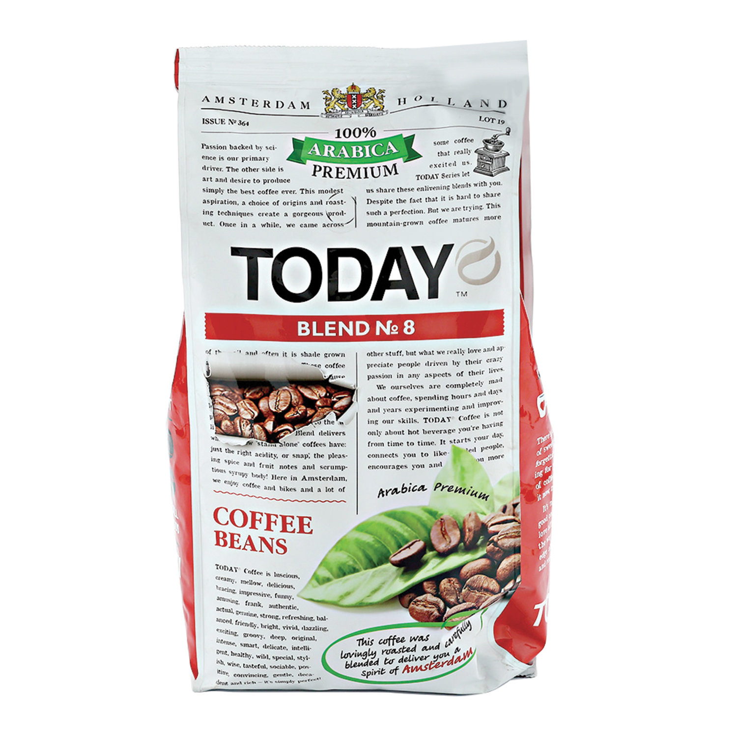 Кофе в зернах TODAY "Blend №8", натуральный, 800 г, 100% арабика ...
