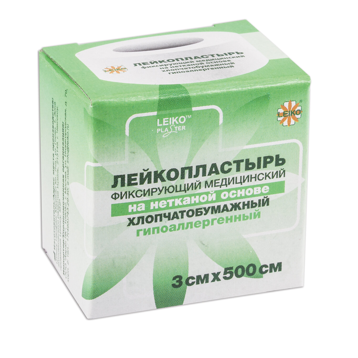 Лейкопластырь медицинский фиксирующий в рулоне LEIKO 3х500 см, на ...